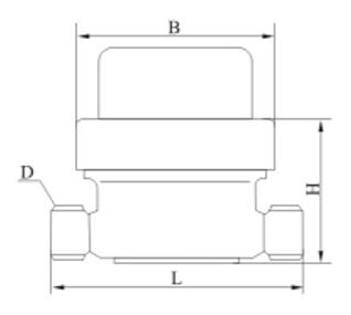 光電(dian)直讀直(zhí)飲水水(shuǐ)表外形(xing)尺寸圖(tú)